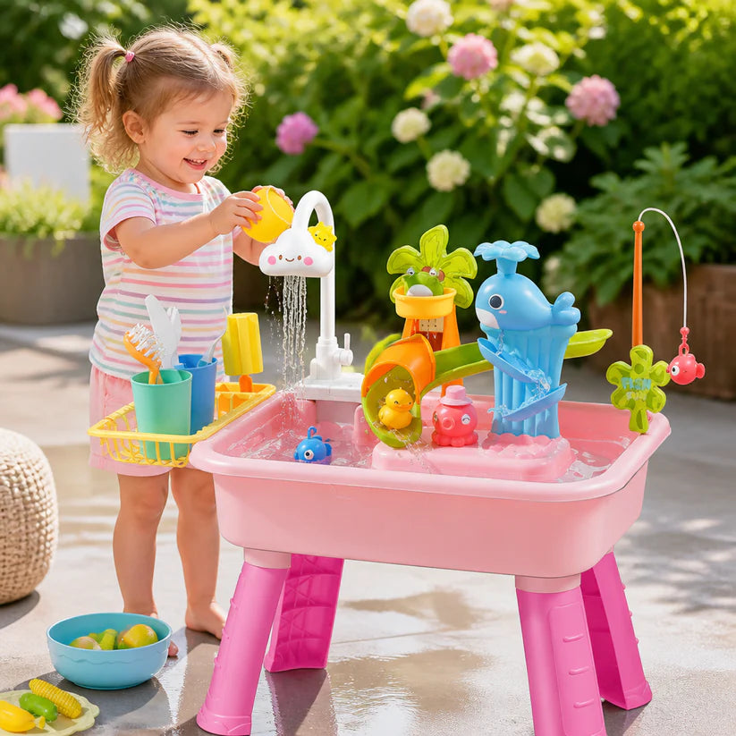 Sommer Wasser Spieltisch mit automatischem Wasserfluss Interaktives Spielset für Kinder