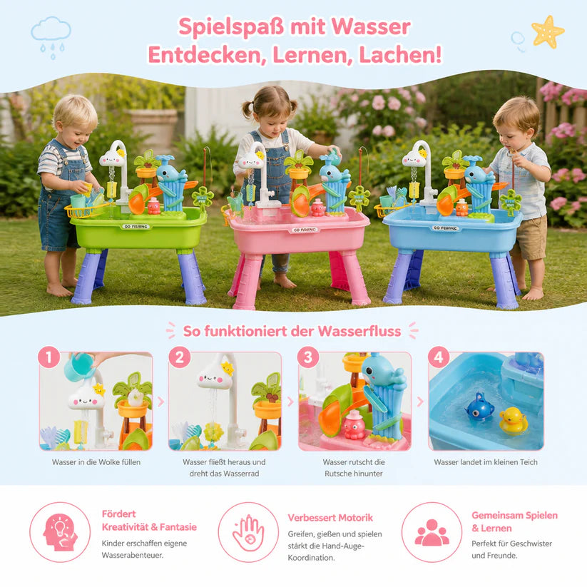 Sommer Wasser Spieltisch mit automatischem Wasserfluss Interaktives Spielset für Kinder