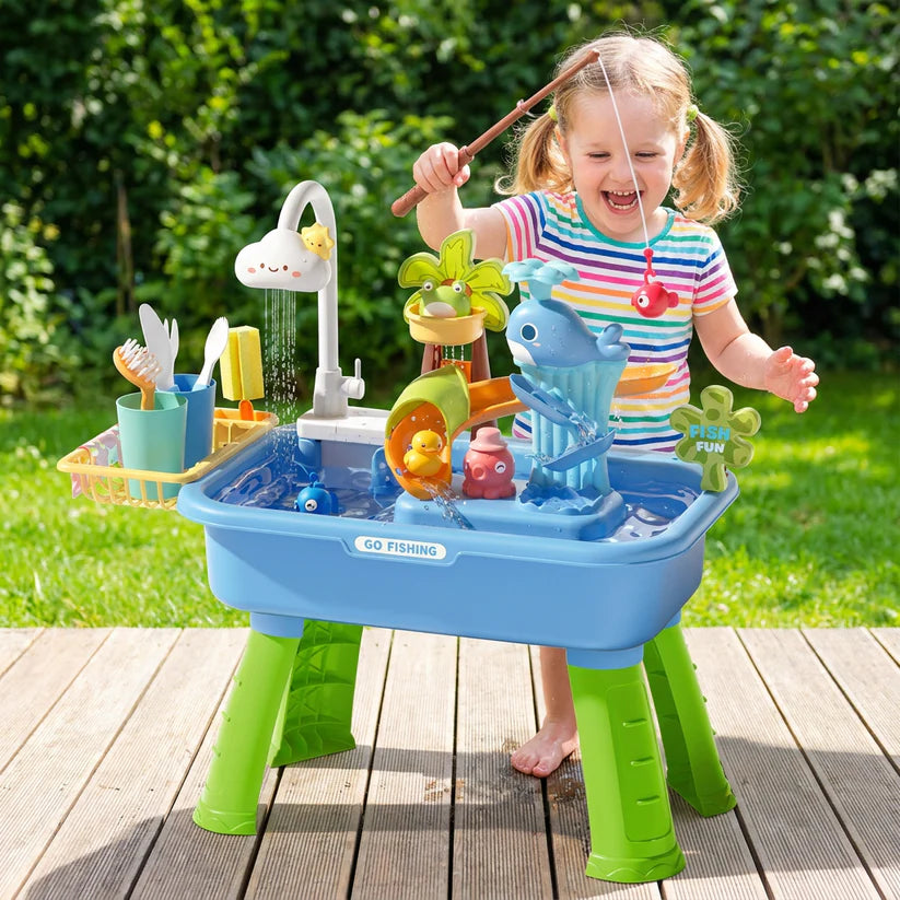 Sommer Wasser Spieltisch mit automatischem Wasserfluss Interaktives Spielset für Kinder