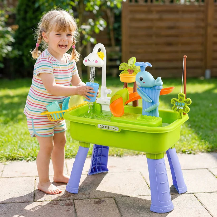 Sommer Wasser Spieltisch mit automatischem Wasserfluss Interaktives Spielset für Kinder