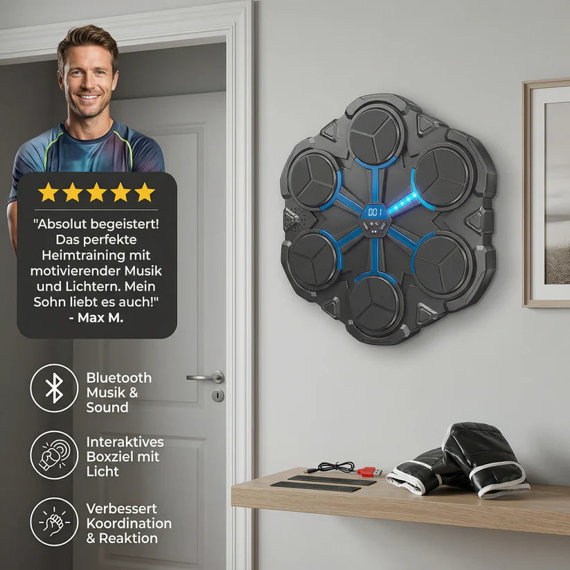Bluetooth Musik-Boxtrainer für die Wand – Interaktives Boxziel mit Licht & Sound