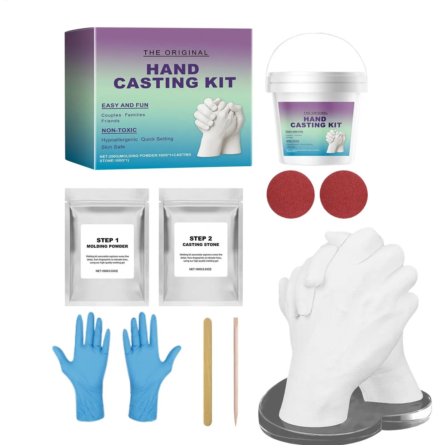 Handabdruck-Set für Familien & Paare – 3D Gips Erinnerungsset