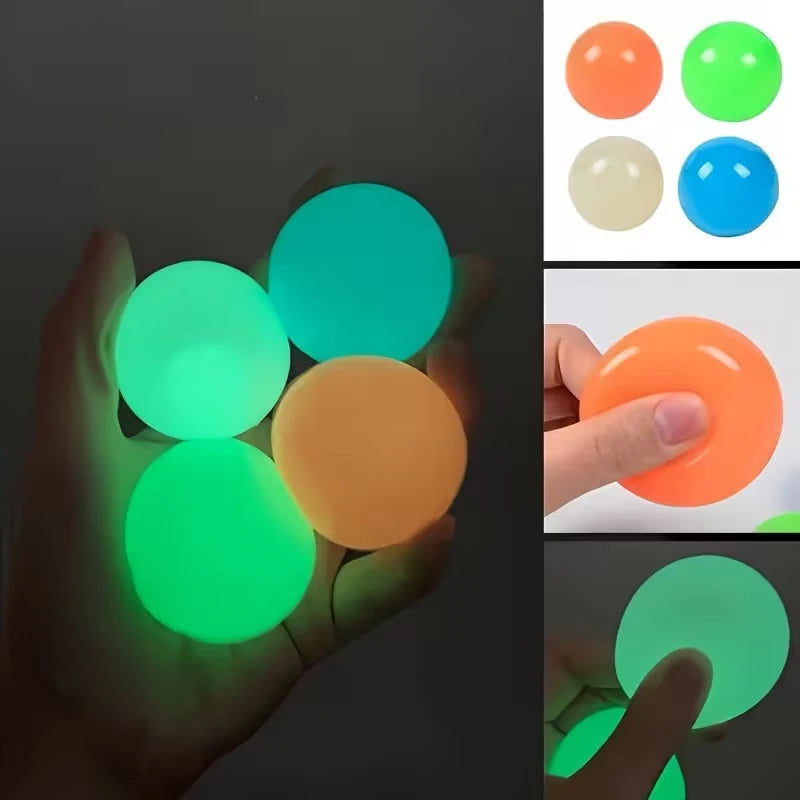 10pcs Glühen in den dunklen Bällen klebrige Decke Ball Fidget Bälle Stress Relief