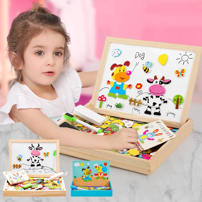 100 + Stücke Holz Montessori 2-in-1 Zeichentafel