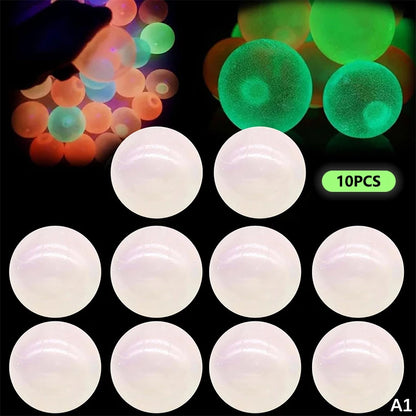 10pcs Glühen in den dunklen Bällen klebrige Decke Ball Fidget Bälle Stress Relief