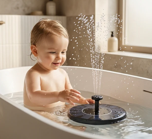 Solar LED Wasserspiel-Brunnen für Kinder – Interaktives schwimmendes Badespielzeug mit Fontäne & Lichteffekt