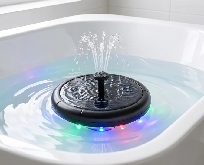 Solar LED Wasserspiel-Brunnen für Kinder – Interaktives schwimmendes Badespielzeug mit Fontäne & Lichteffekt