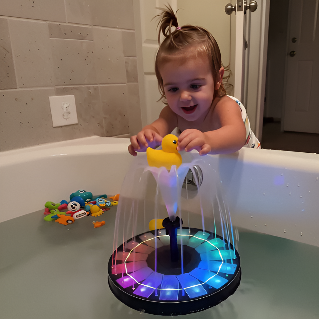 Solar LED Wasserspiel-Brunnen für Kinder – Interaktives schwimmendes Badespielzeug mit Fontäne & Lichteffekt
