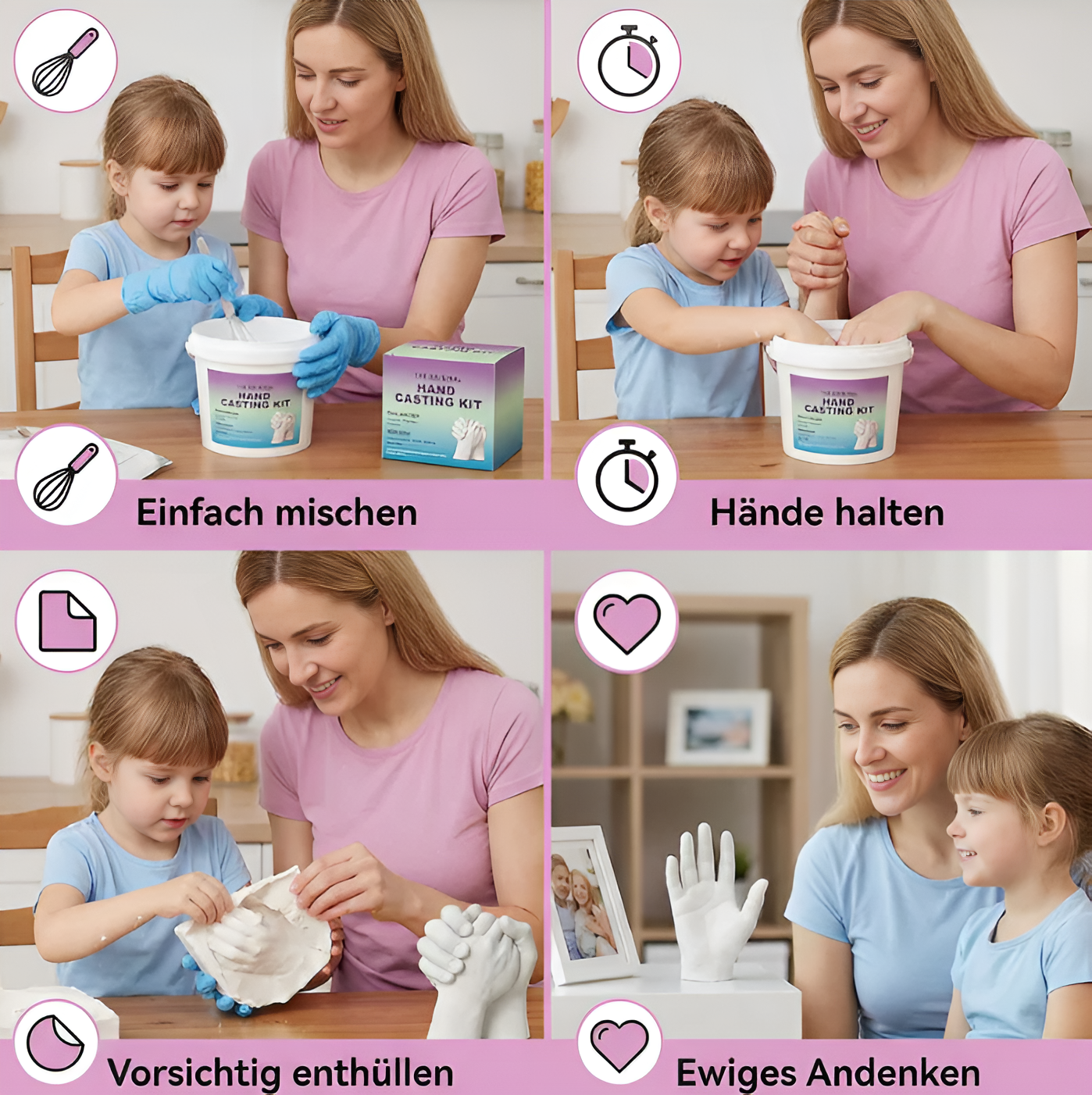 Handabdruck-Set für Familien & Paare – 3D Gips Erinnerungsset