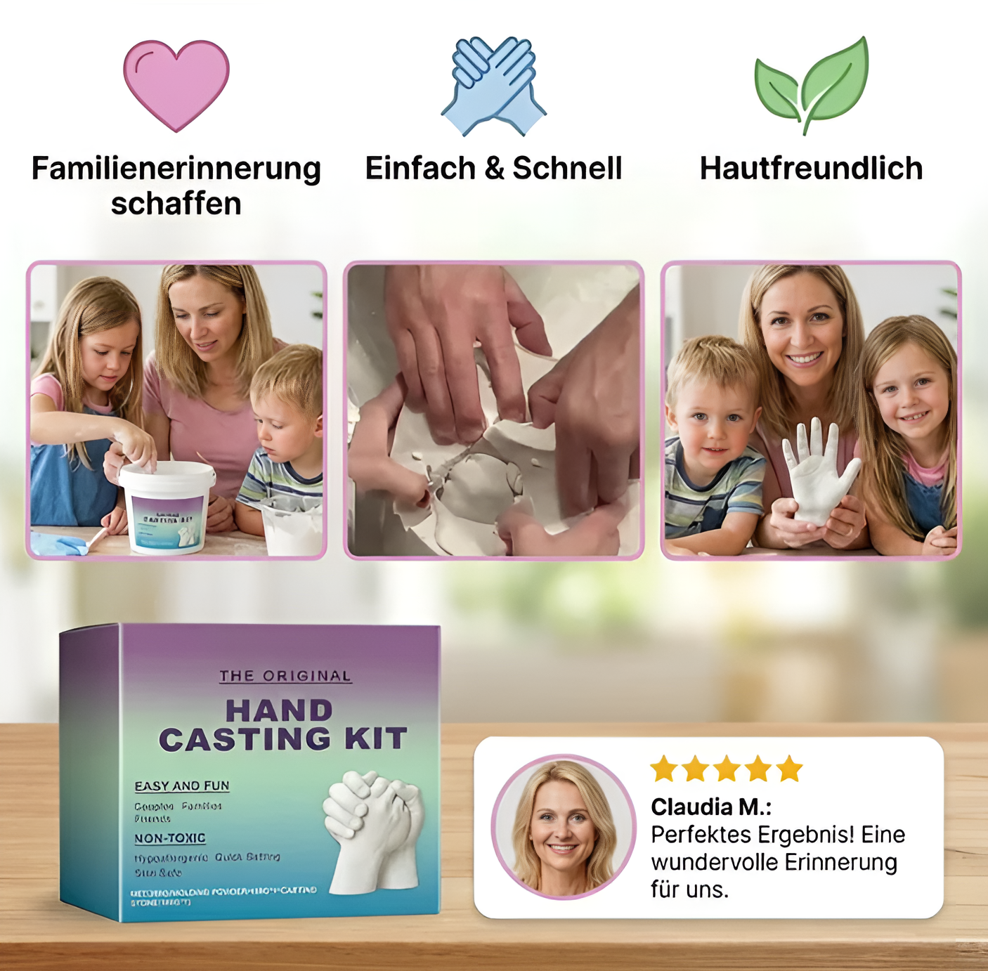 Handabdruck-Set für Familien & Paare – 3D Gips Erinnerungsset