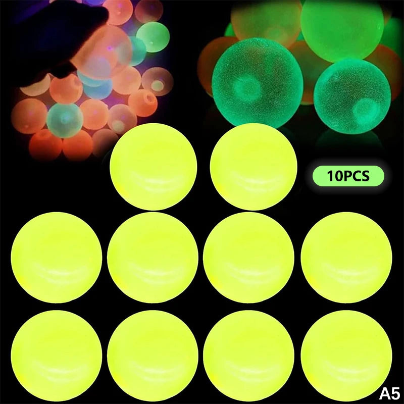 10pcs Glühen in den dunklen Bällen klebrige Decke Ball Fidget Bälle Stress Relief