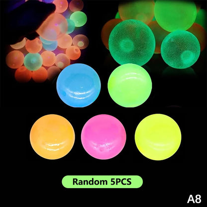 10pcs Glühen in den dunklen Bällen klebrige Decke Ball Fidget Bälle Stress Relief