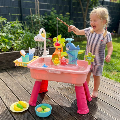 Sommer Wasser Spieltisch mit automatischem Wasserfluss Interaktives Spielset für Kinder